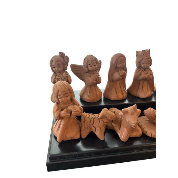 Terra Cotta Clay Nativity Set of 11 Handmade Mini - Picture 2 of 4